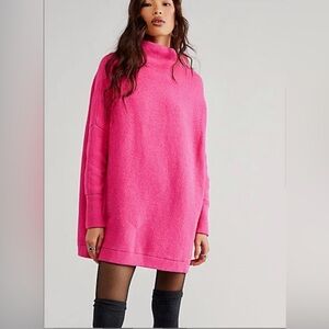 Free People Ottoman Slouchy Tunic Sweater Raspberry Rose Oversized Extra Small